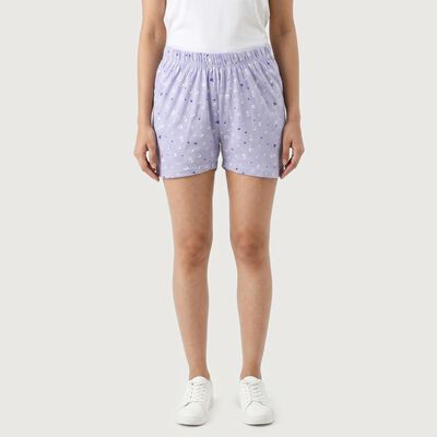 Women Light Blue Regular Fit Printed Shorts