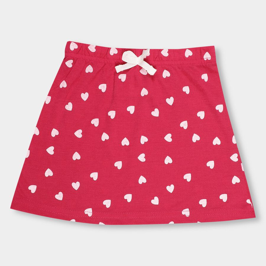 Girls' Multicolor Printed Pull-Up Skirt, Fuchsia, large image number null
