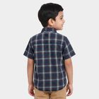 Boys Navy Blue 100% Cotton Checked Shirt, Navy Blue, small