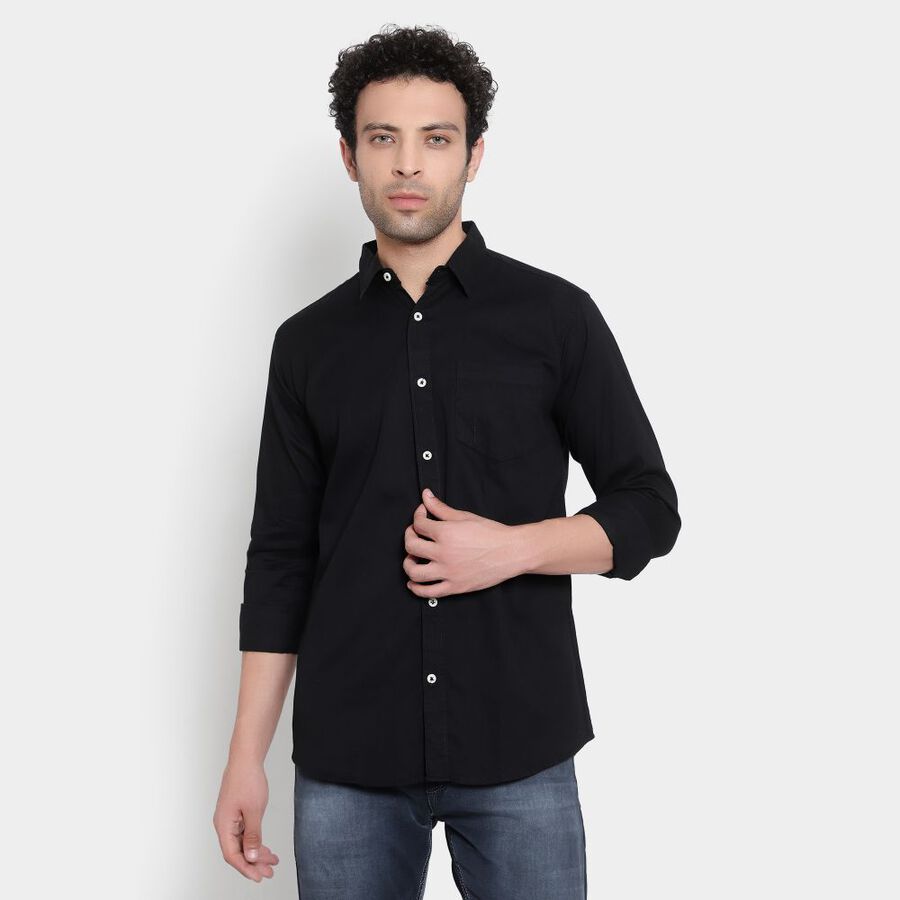 Cotton Solid Formal Shirt, Black, large image number null