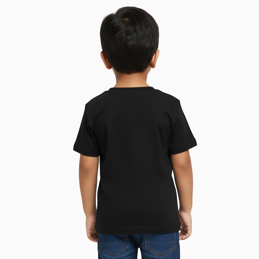 Boys Jet Black Crew Neck Casual T-Shirt, Black, large image number null