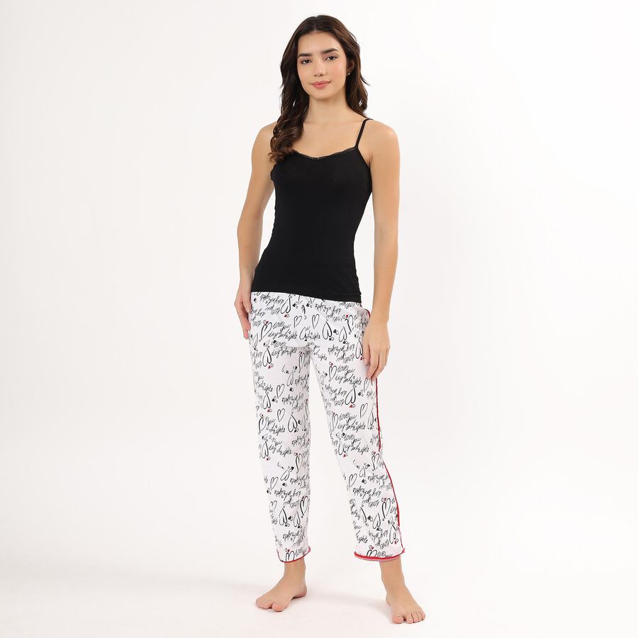 Women's Black Cotton V-Neck Casual Slip, काला, large image number null