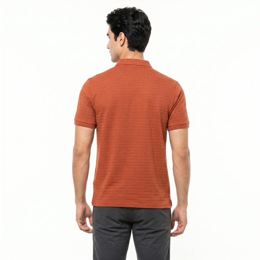 Men's Rust Polo Neck Polo T-Shirt, Rust, large