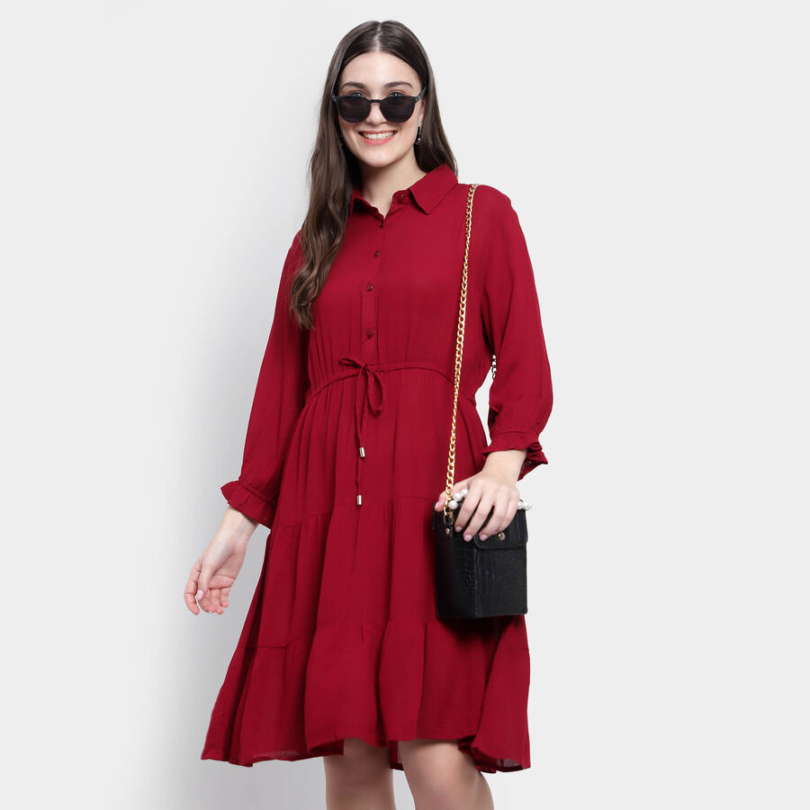 Solid Dress, Wine, large image number null