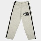 Boys' Ecru Melange Straight Fit Dino Printed Cotton Blend Pyjama, Ecru Melange, small