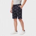 Men's Navy Blue Regular Fit Printed Jamaican Shorts, नेवी ब्लू, small