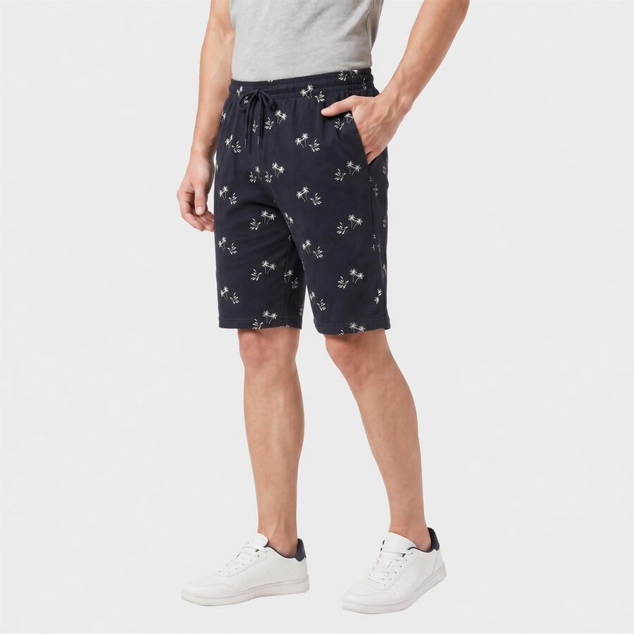 Men's Navy Blue Regular Fit Printed Jamaican Shorts, नेवी ब्लू, large