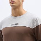 Men's Muted Brown and Light Grey Crew Neck Casual Sweatshirt, Brown, small image number null