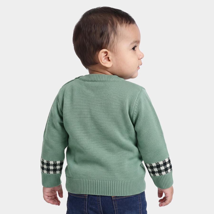 Infants Green Crew Neck Pullover, हल्का हरा, large