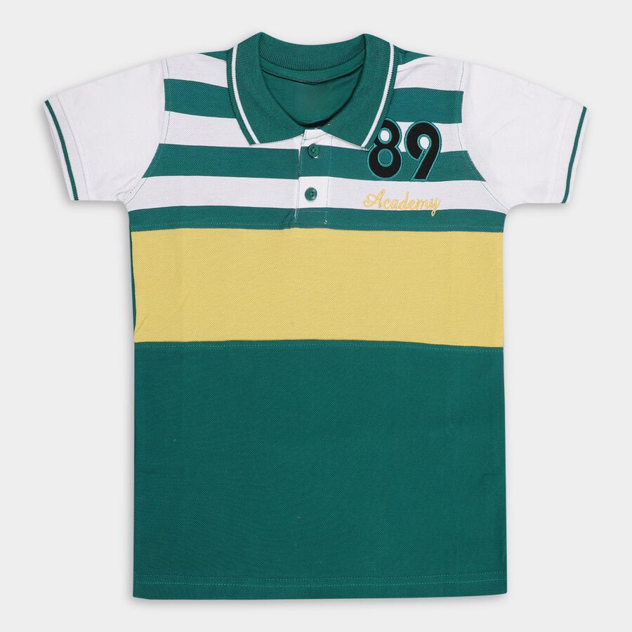 Boys' 100% Cotton Half Sleeves T-Shirt, Dark Green, large image number null