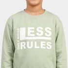 Boys' Mint Green Crew Neck Graphic Sweatshirt, Light Green, small