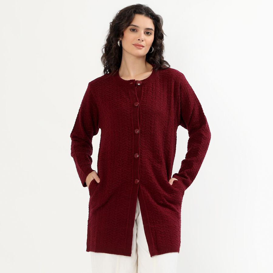 Ladies' Cardigan, वाइन, large image number null