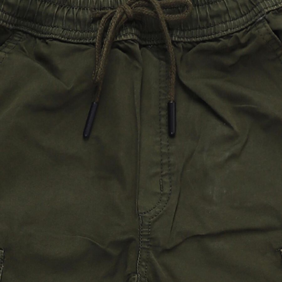 Boys' Olive Regular Fit Elastic Waist Jogger Trousers, Olive, large