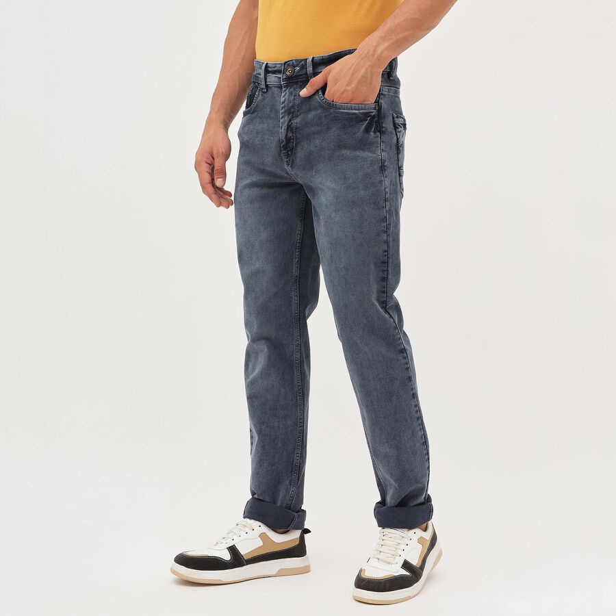 Men's Stonewashed Blue Slim Fit Jeans, Dark Blue, large image number null
