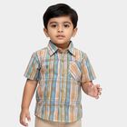 Boys Bright Orange Cotton Half Sleeve Classic Collar Casual Shirt, Orange, small image number null