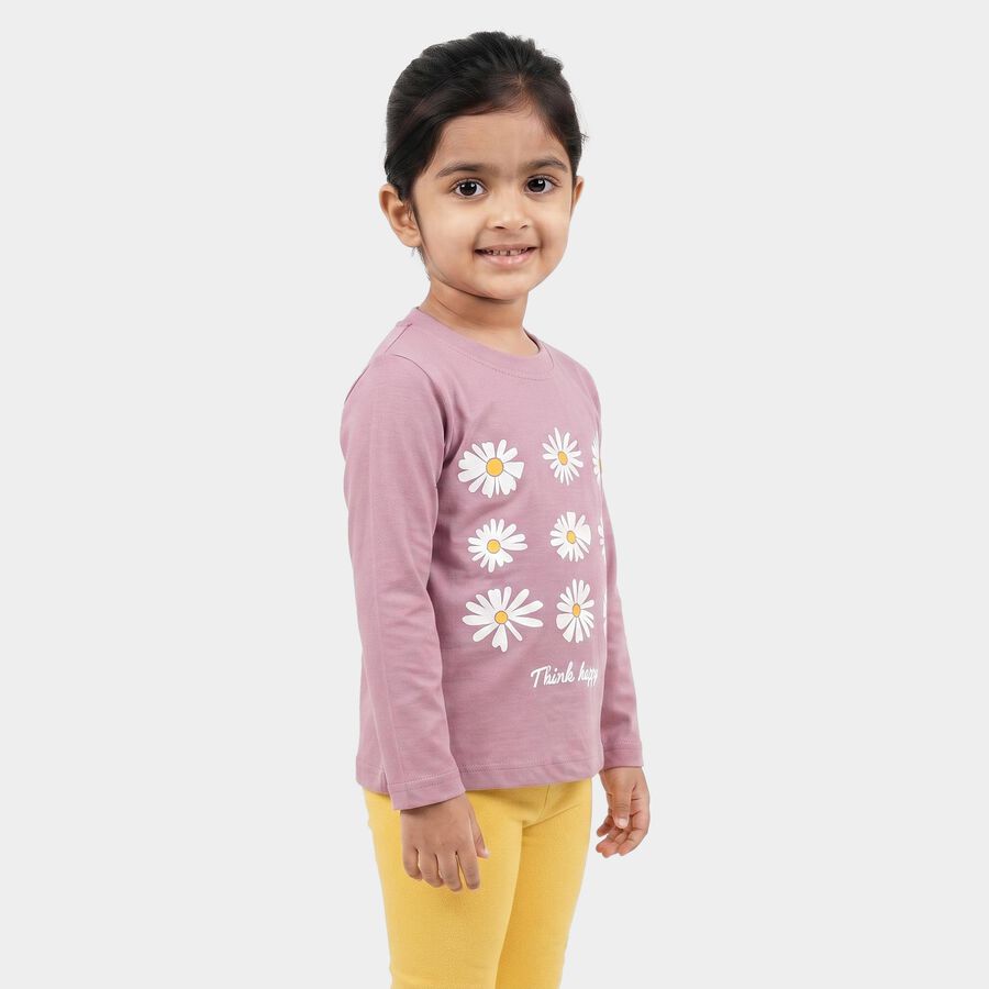 Girls Purple Round Neck Regular Top, Purple, large