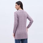 Women's Lavender Round Neck Casual Cardigan, लाइलेक, small image number null