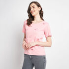 Cotton Round Neck T-Shirt, Pink, small image number null