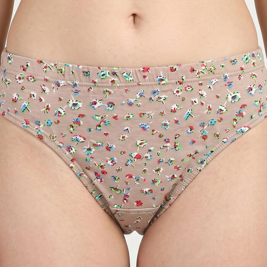 Women's Brown Regular Fit Floral Print Panty, Brown, large