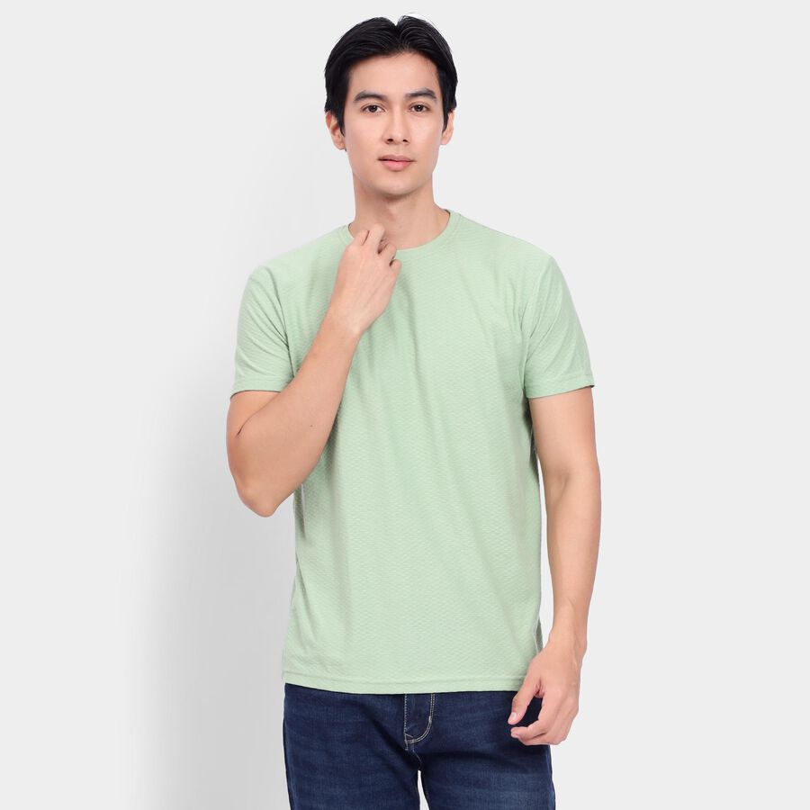 Men's Round Neck Half Sleeves T-Shirt, Light Green, large image number null