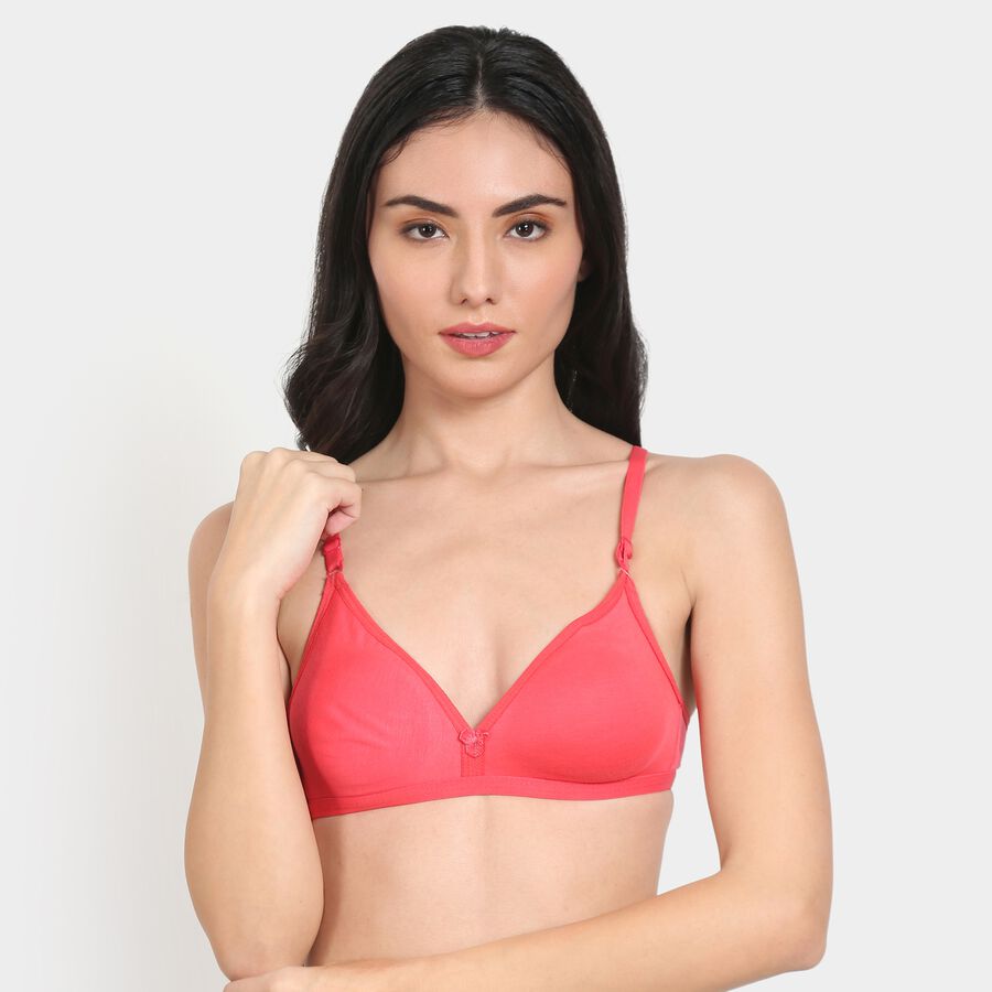 Solid Non-Padded Bra, Coral, large image number null