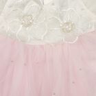 Girls' Pink Fit and Flare Floral Applique Party Wear Frock, हल्का गुलाबी, small