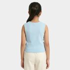 Girls Light Blue Round Neck Casual T-Shirt, हल्का नीला, small
