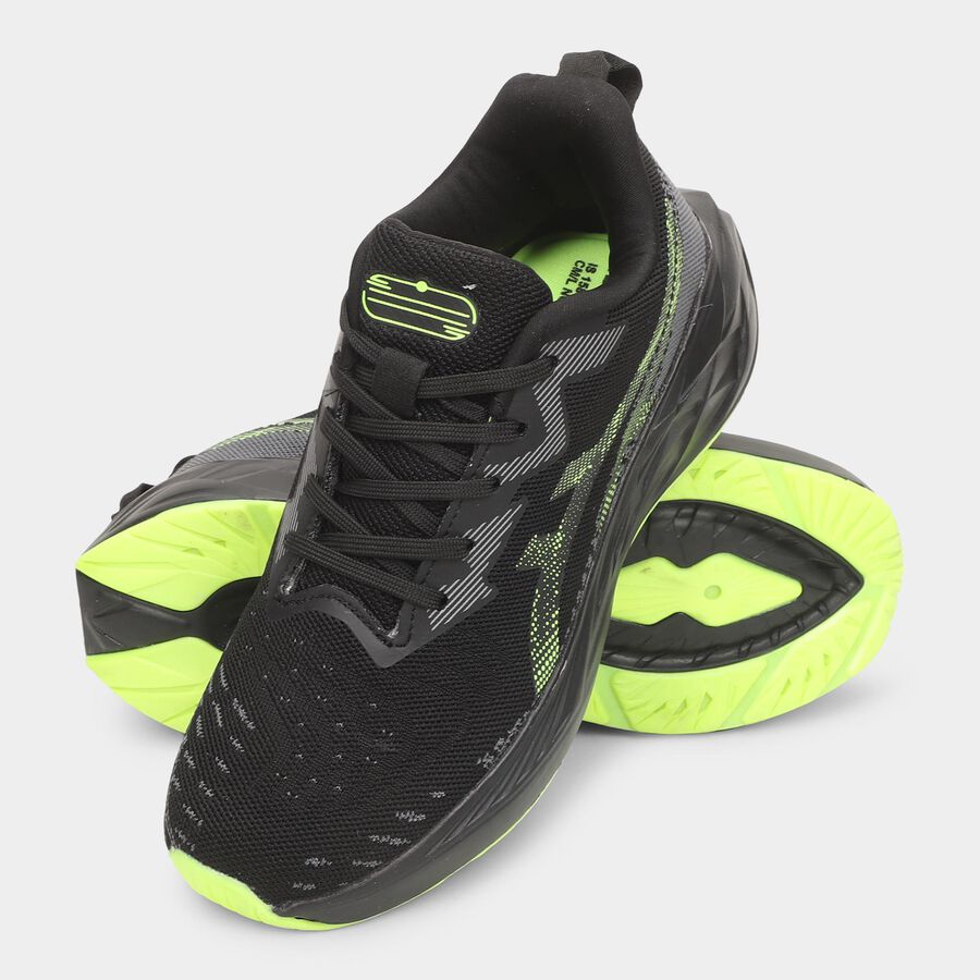 Men's Lace-Up Sports Shoes, काला, large image number null