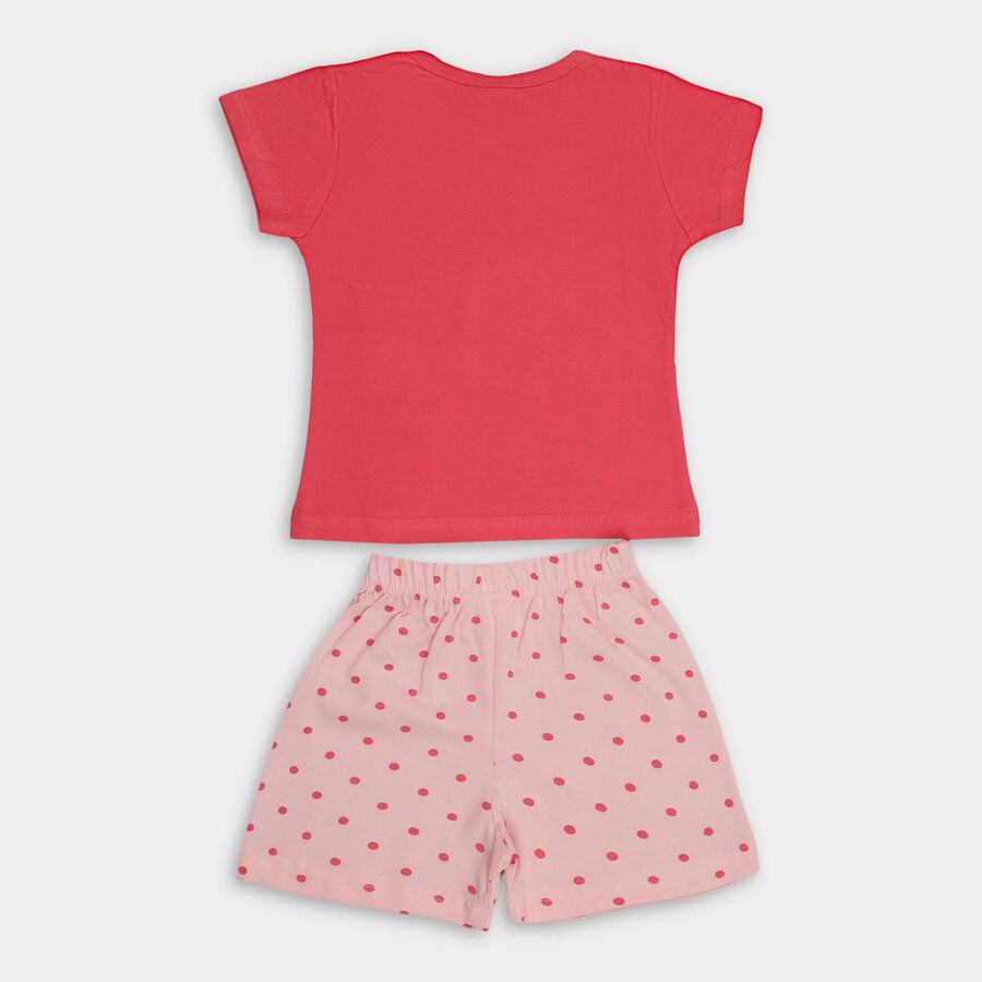 Girls' 100% Cotton Night Suit , Pink, large