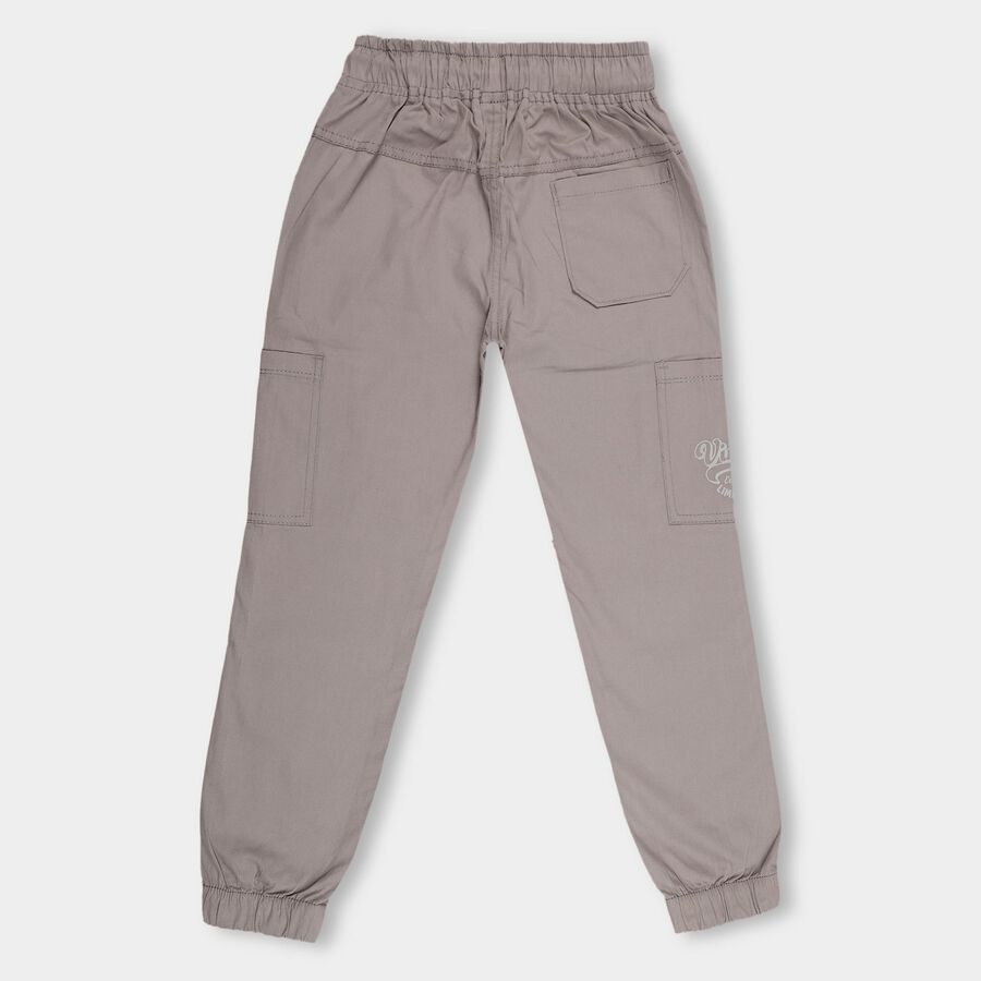 Boys Muted Taupe Regular Fit Jogger Trousers, गहरा ग्रे, large image number null