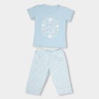 Girls' 100% Cotton Capri Set, हल्का नीला, small image number null
