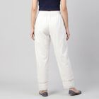Women's Off White Regular Fit Lace Hem Palazzos, Off White, small
