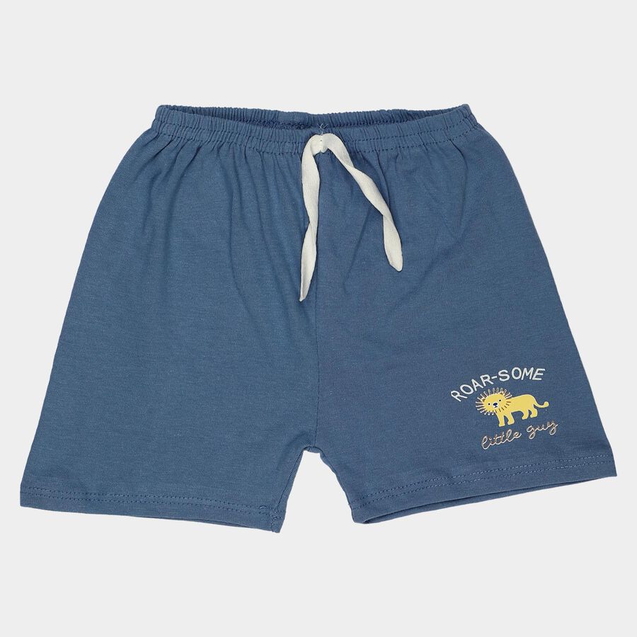 Infants' Blue Regular Fit Printed Half Pant, रॉयल ब्लू, large