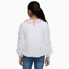 Girls Bright Snow White Round Neck Casual T-Shirt, सफ़ेद, small
