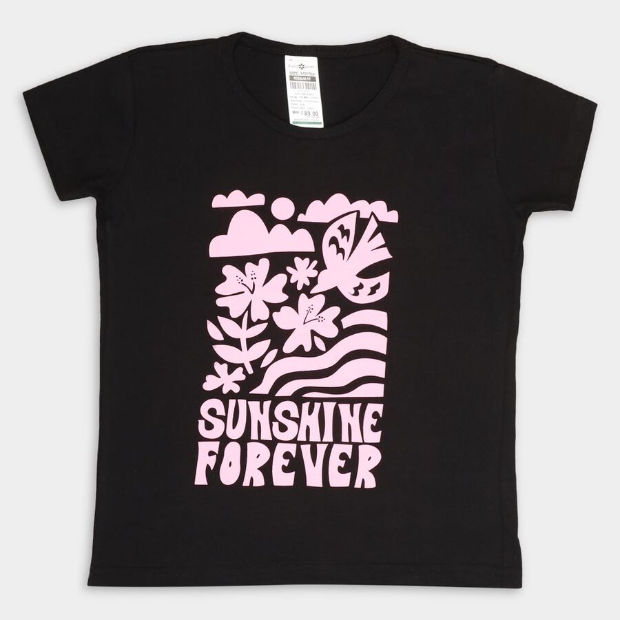 Girls' T-Shirt, काला, large image number null