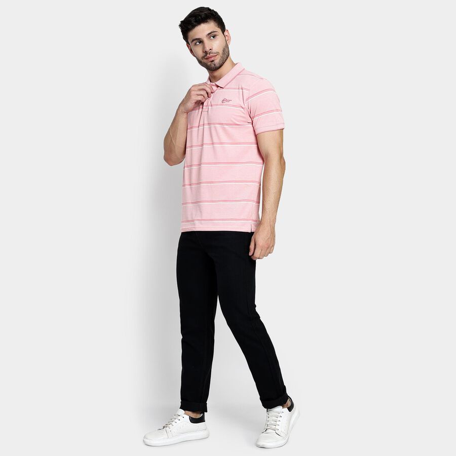 Men's Collared Half Sleeves T-Shirt , गुलाबी, large image number null
