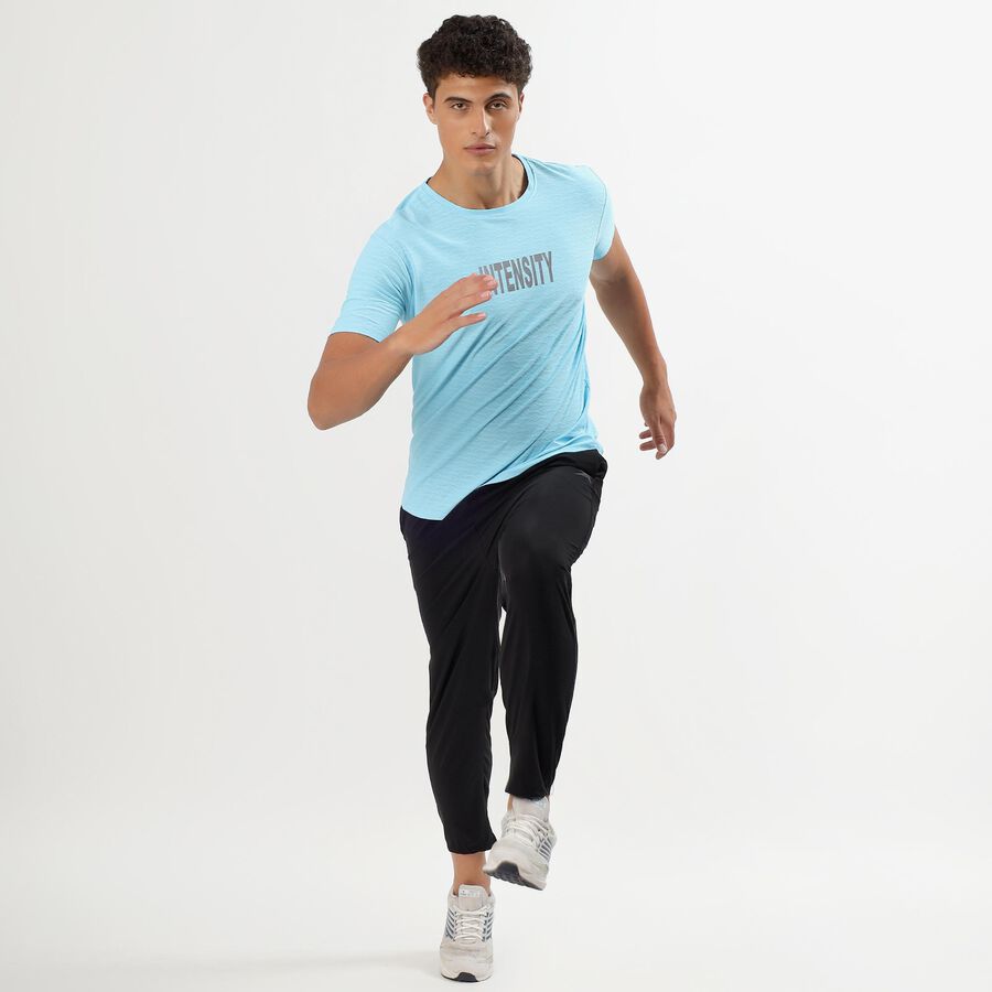 Men's Light Sky Blue Crew Neck Athleisure T-Shirt, Aqua, large image number null