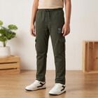 Boys' Olive Green Regular Fit Cargo Winter Pyjama, ओलिव, small