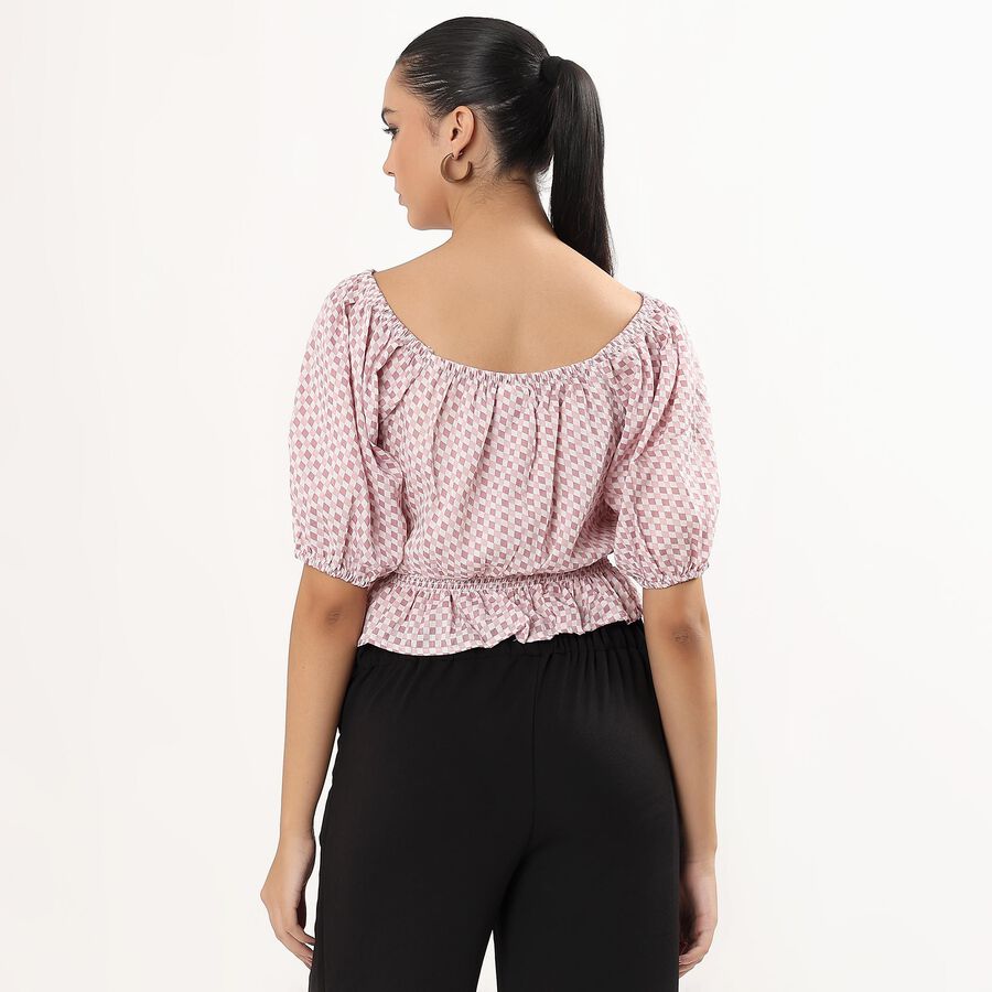 Women's Muted Lilac Casual Checked Top, Lilac, large