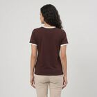 Women Wine Round Neck Regular T-Shirt, Wine, small