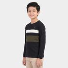 Boys' Black Crew Neck Regular T-Shirt, Black, small
