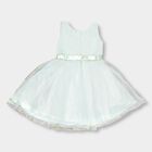 Girls' Soft Mint Green Floral Embroidered Party Wear Frock, Light Green, small image number null