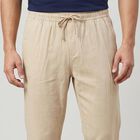 Men's Beige Slim Fit Drawstring Chino Trousers, Beige, small