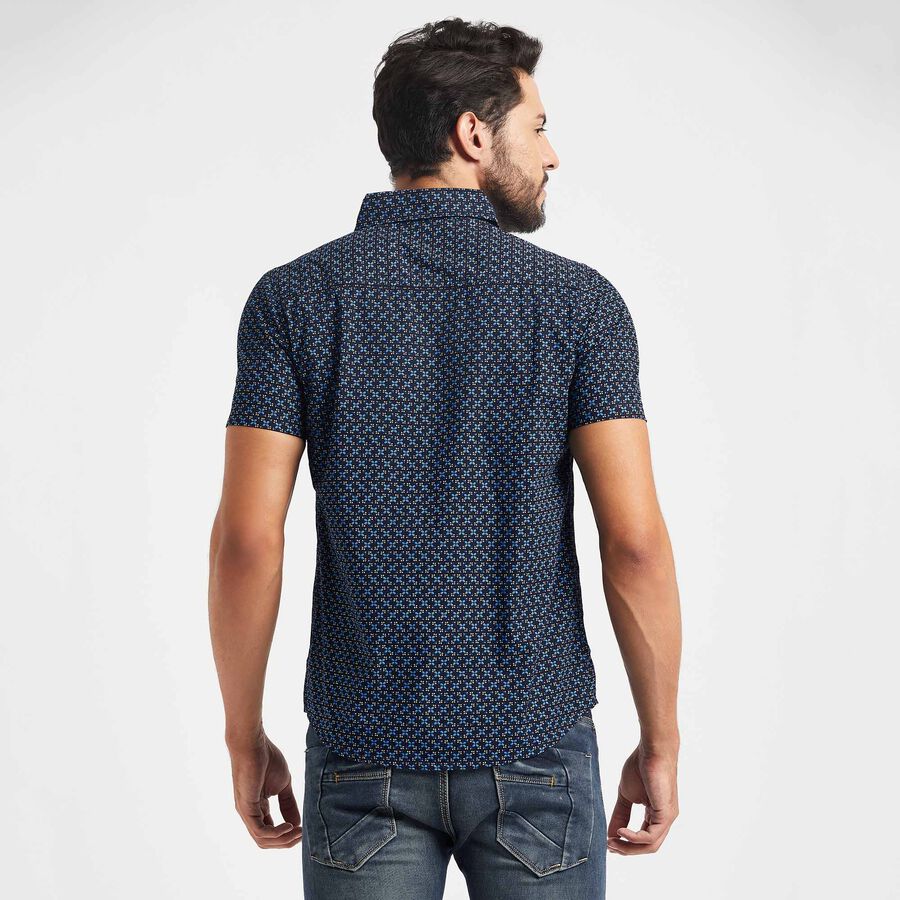 Cotton Printed Casual Shirt, Navy Blue, large image number null