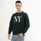 Men's Dark Green Crew Neck Graphic Sweatshirt, Dark Green, small image number null