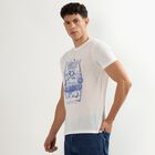 Men's Bright White Round Neck Casual T-Shirt, White, small image number null