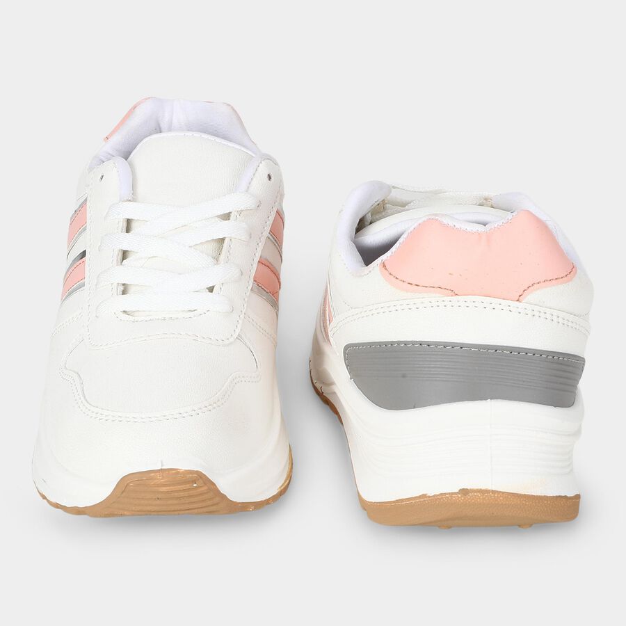 Women's Pink Lace-Up Sneakers, Pink, large