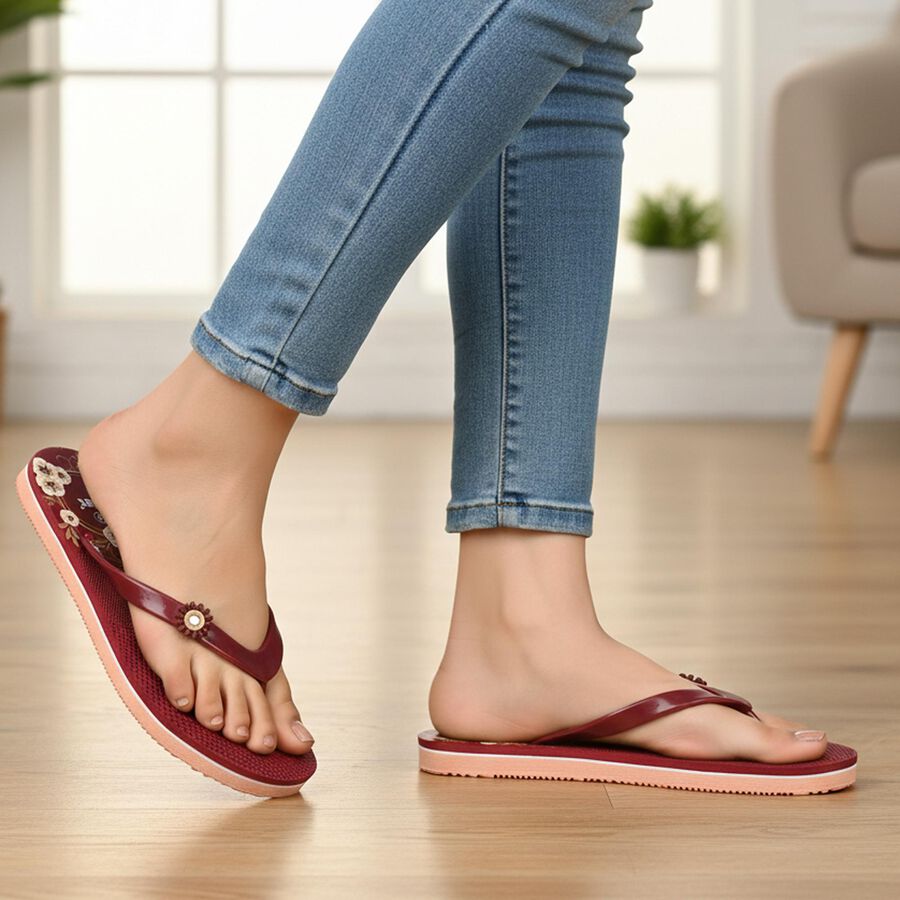 Ladies' Slipper, Maroon, large