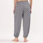 Women's Black and White Relaxed Fit Printed Harem Pants, Navy Blue, small