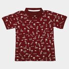Boys Maroon Cotton Polo Neck Casual Boys T-Shirt, Maroon, small